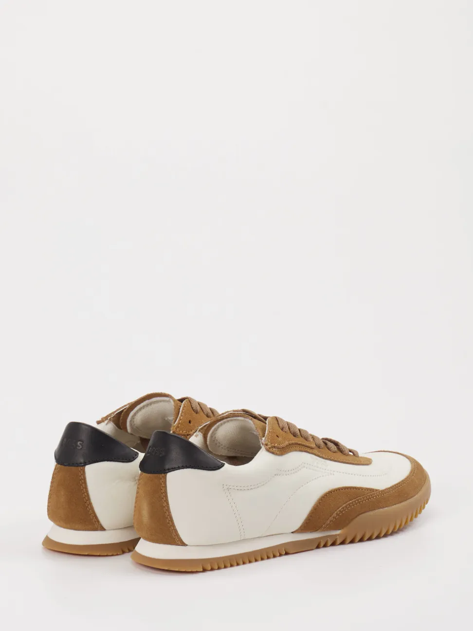Boss – Sneaker aus Leder-Mix Offwhite Cognac