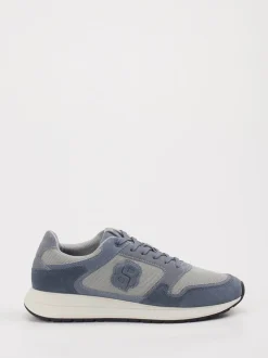 Boss – Sneaker aus Mesh und Veloursleder stahlblau