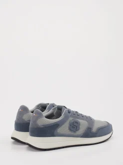 Boss – Sneaker aus Mesh und Veloursleder stahlblau