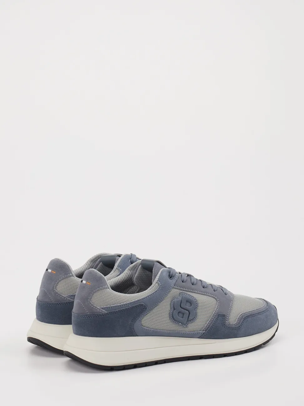 Boss – Sneaker aus Mesh und Veloursleder stahlblau
