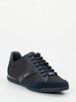 Boss – Sneaker aus Synthetik und Veloursleder Dunkelblau