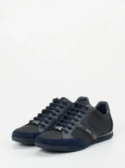 Boss – Sneaker aus Synthetik und Veloursleder Dunkelblau