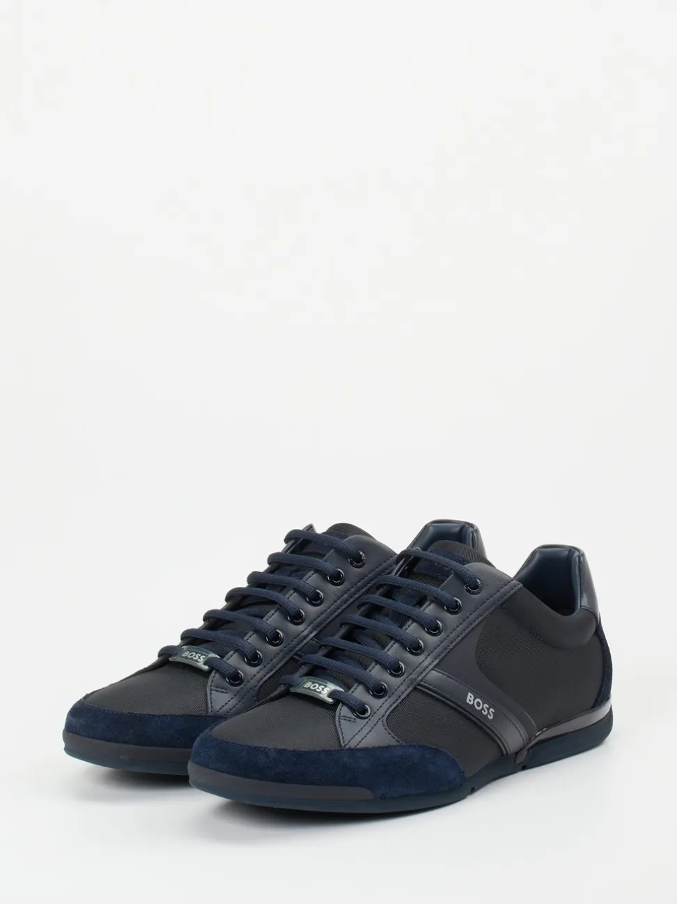 Boss – Sneaker aus Synthetik und Veloursleder Dunkelblau