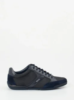 Boss – Sneaker aus Synthetik und Veloursleder Dunkelblau