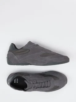 Boss – Sneaker aus Velour und Textil in Grau