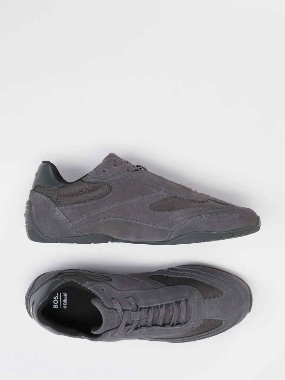Boss – Sneaker aus Velour und Textil in Grau