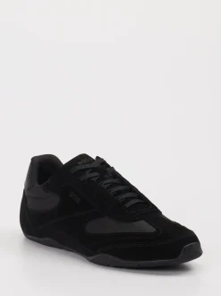 Boss – Sneaker aus Velour und Mesh Schwarz