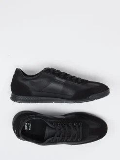 Boss – Sneaker aus Veloursleder und Textil schwarz