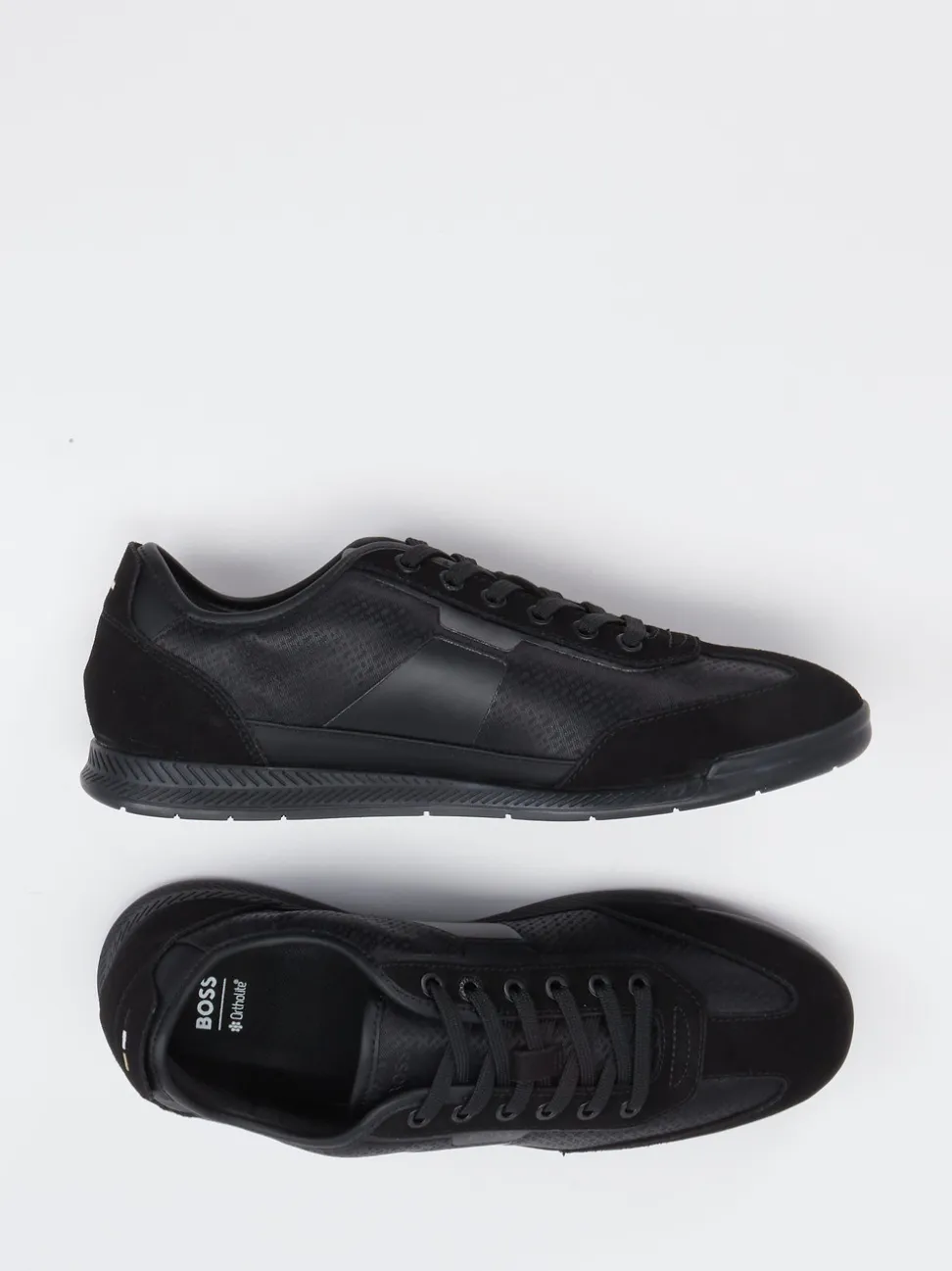 Boss – Sneaker aus Veloursleder und Textil schwarz
