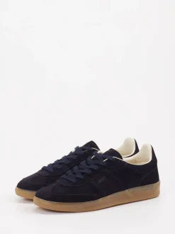 Boss – Sneaker aus Veloursleder Dunkelblau