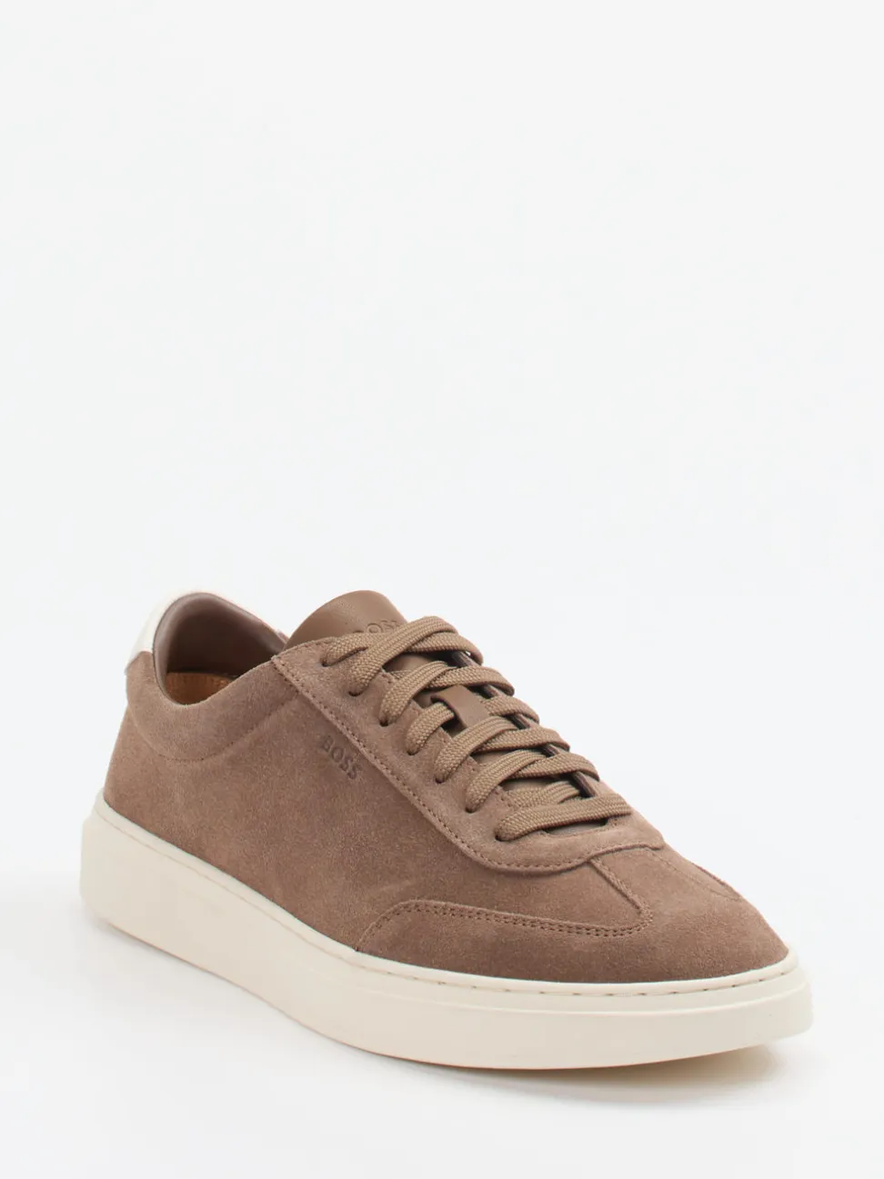Boss – Sneaker aus Veloursleder taupefarben