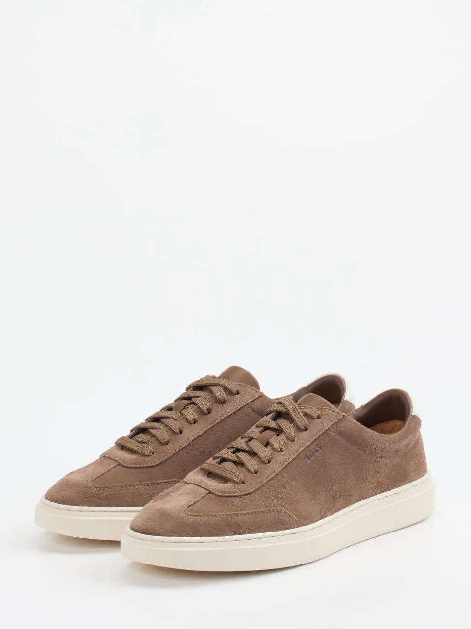 Boss – Sneaker aus Veloursleder taupefarben