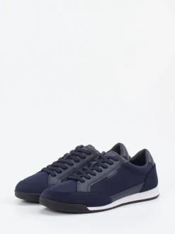 Boss – Sneaker aus Veloursleder und Textil blau