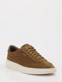 Boss – Sneaker aus Veloursleder cognacbraun