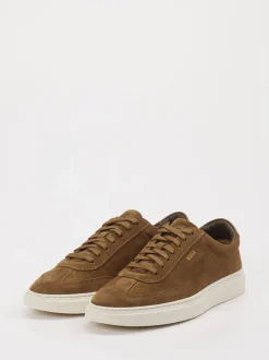 Boss – Sneaker aus Veloursleder cognacbraun