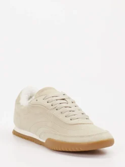 Boss – Sneaker aus Veloursleder Beige