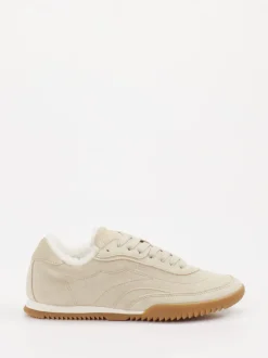 Boss – Sneaker aus Veloursleder Beige
