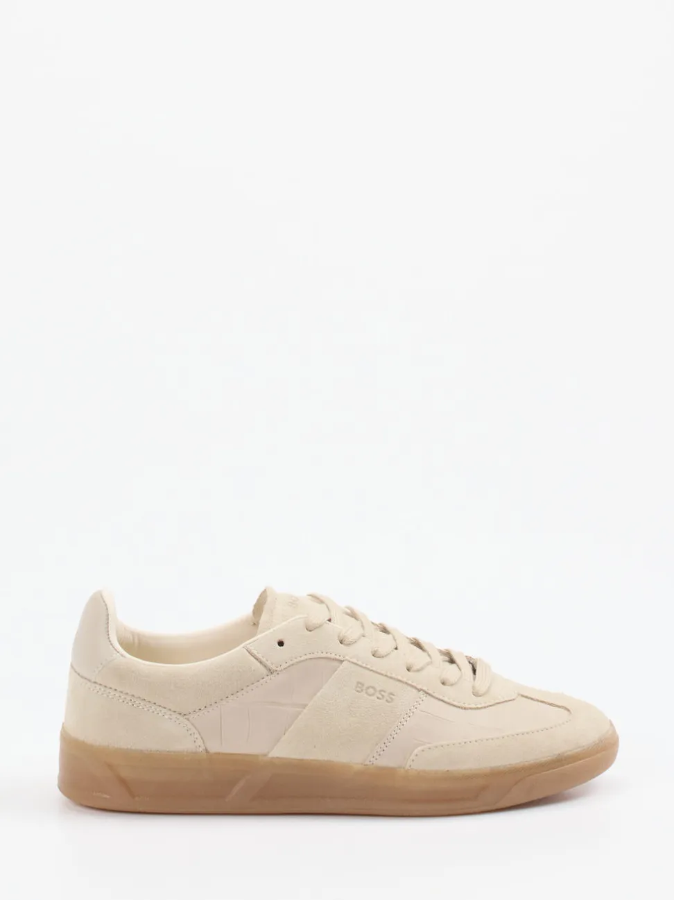 Boss – Sneaker aus Veloursleder in Beige