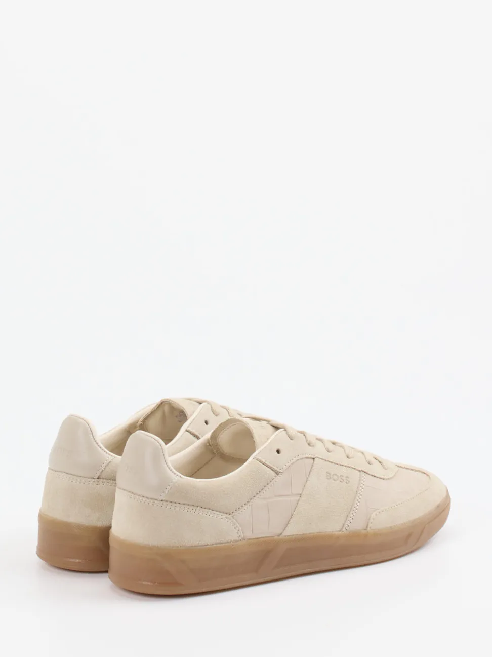 Boss – Sneaker aus Veloursleder in Beige