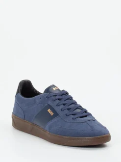 Boss – Sneaker aus Veloursleder Dunkelblau