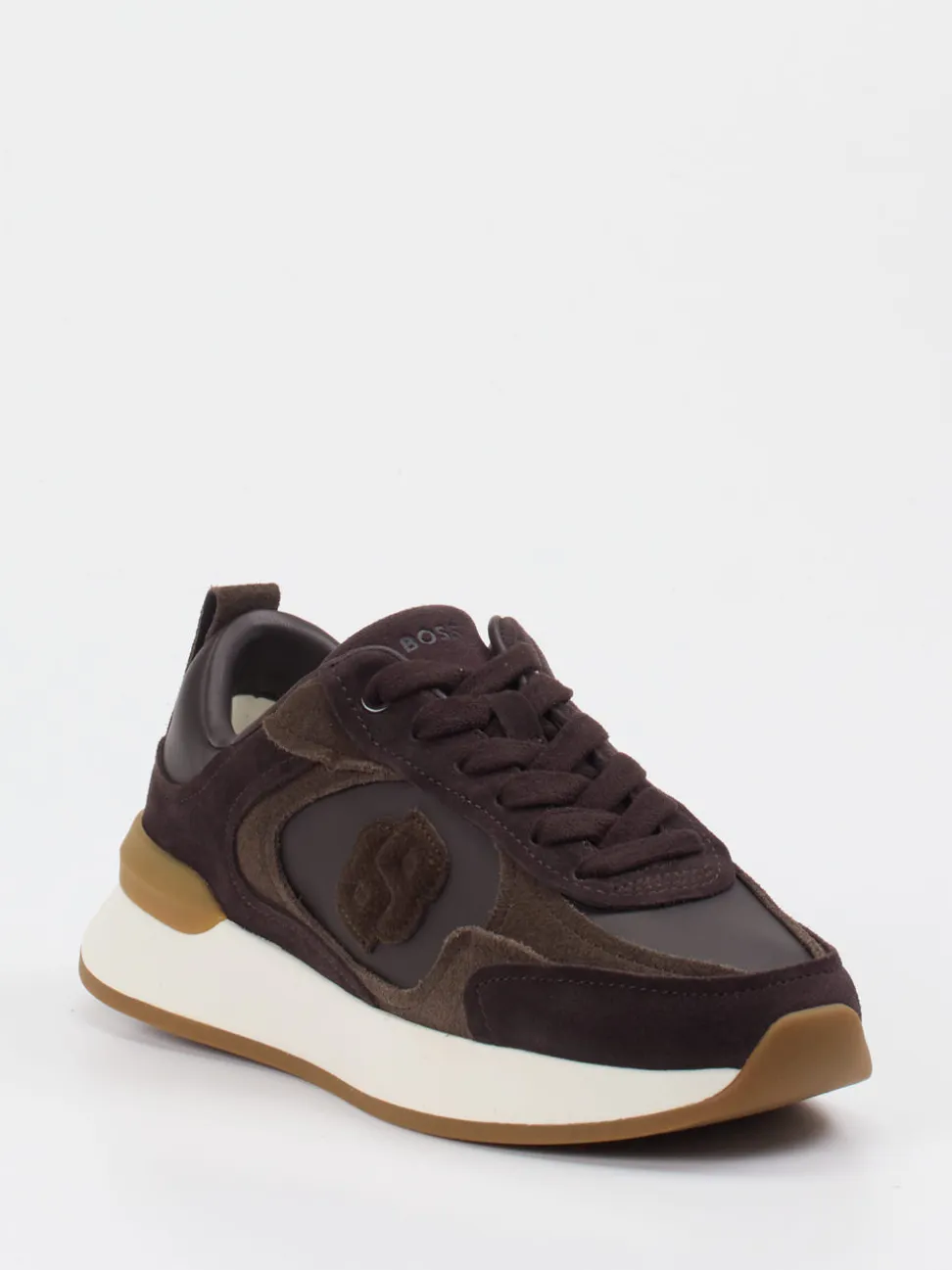 Boss – Sneaker aus Veloursleder dunkelbraun