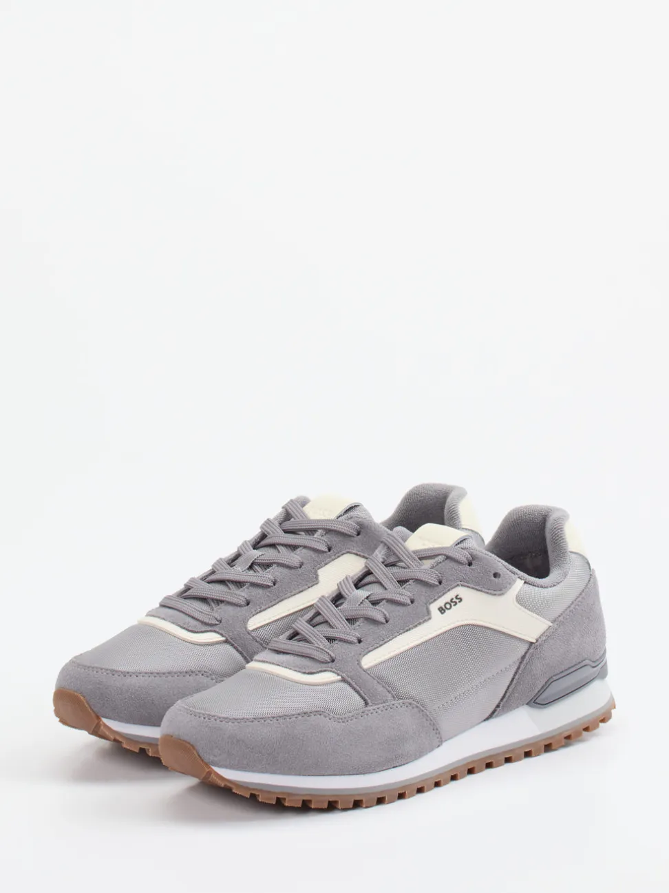 Boss – Sneaker aus Velour/Textil in Grau