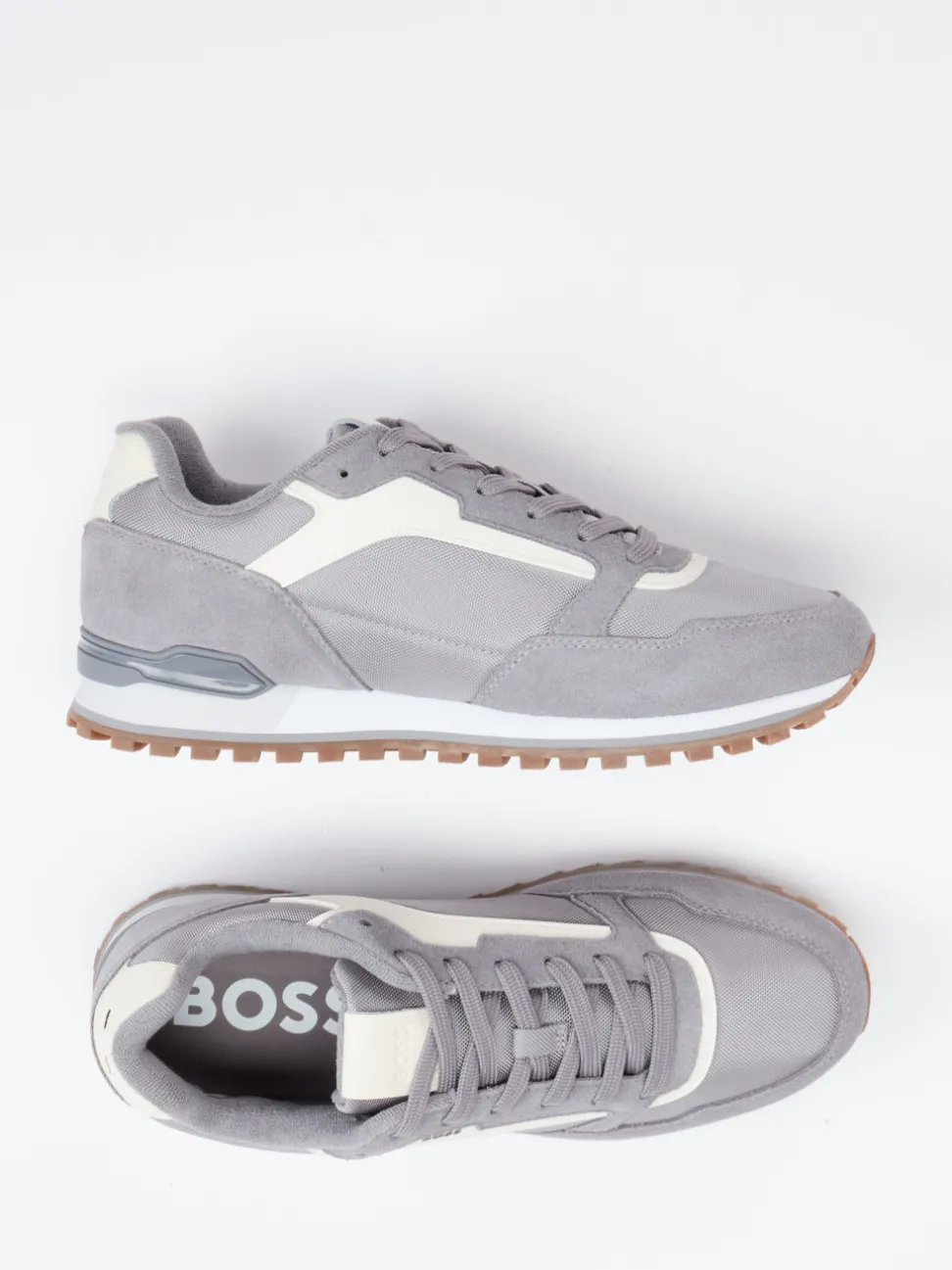 Boss – Sneaker aus Velour/Textil in Grau
