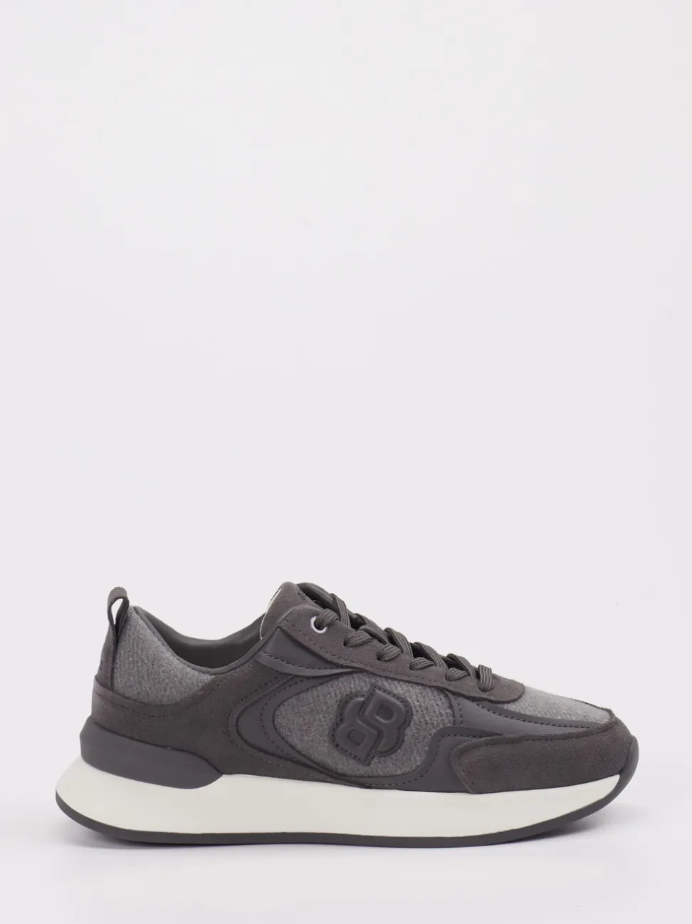 Boss – Sneaker aus Velour/Textil Anthrazitgrau