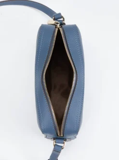 Boss – Umhängetasche aus Leder in Jeansblau