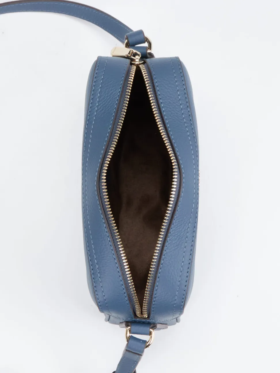 Boss – Umhängetasche aus Leder in Jeansblau