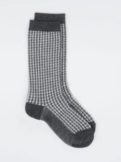 Burlington – Crew-Socken aus Wolle mit Pepita-Muster