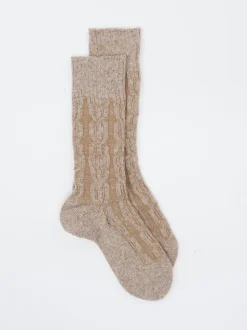 Burlington – Stricksocken aus Wolle in Beigebraun