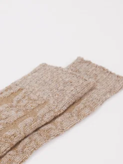 Burlington – Stricksocken aus Wolle in Beigebraun