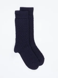 Burlington – Stricksocken aus Wolle in Dunkelblau