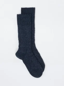 Burlington – Stricksocken aus Wolle in Dunkelblau