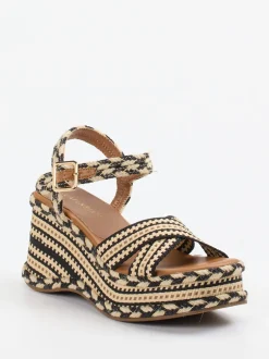 CAFèNOIR – Plateau-Sandale aus geflochtenem Textil