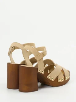 CAFèNOIR – Plateau-Sandalen aus Veloursleder beige
