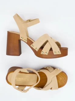 CAFèNOIR – Plateau-Sandalen aus Veloursleder beige
