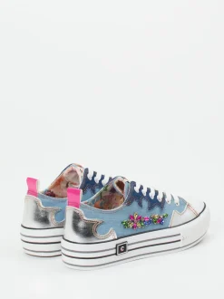 CAFèNOIR – Plateau-Sneaker aus Textil und Metallicleder