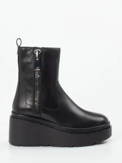 CAFèNOIR – Plateau-Stiefeletten aus Glattleder Schwarz