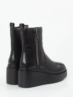 CAFèNOIR – Plateau-Stiefeletten aus Glattleder Schwarz