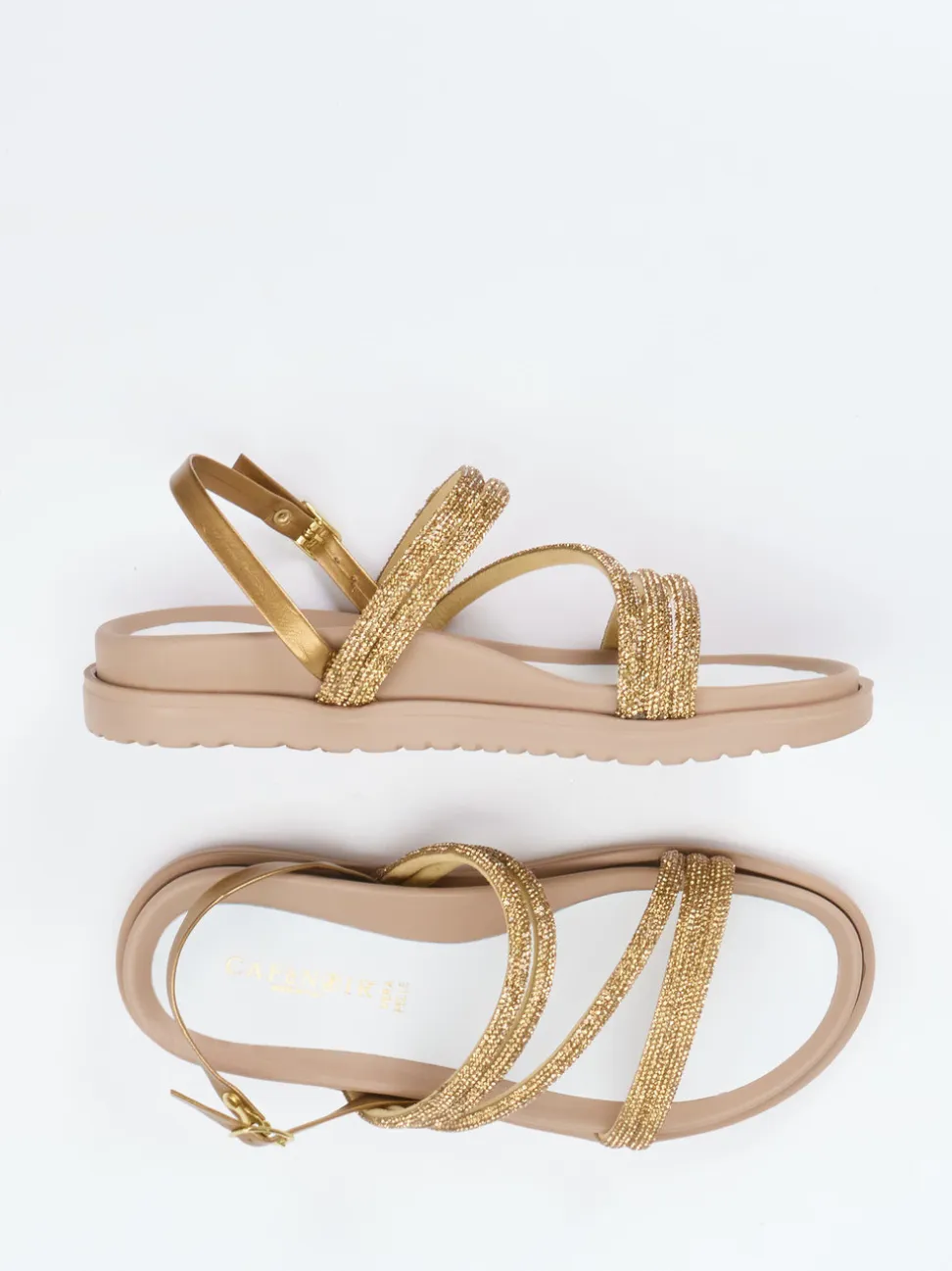 CAFèNOIR – Riemchensandale aus Metallicleder Gold