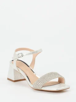 CAFèNOIR – Sandalette aus Metallicleder silber
