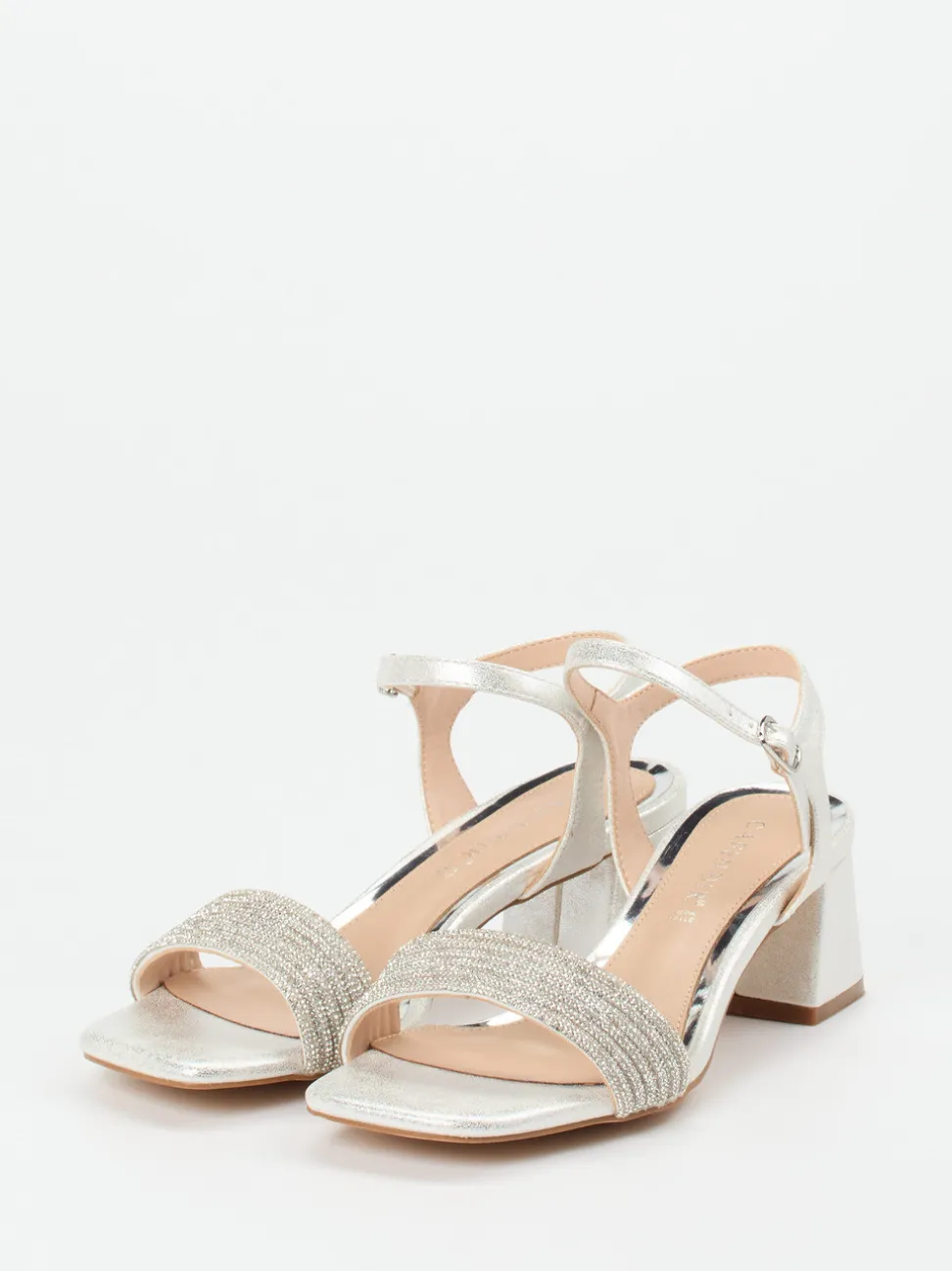 CAFèNOIR – Sandalette aus Metallicleder silber