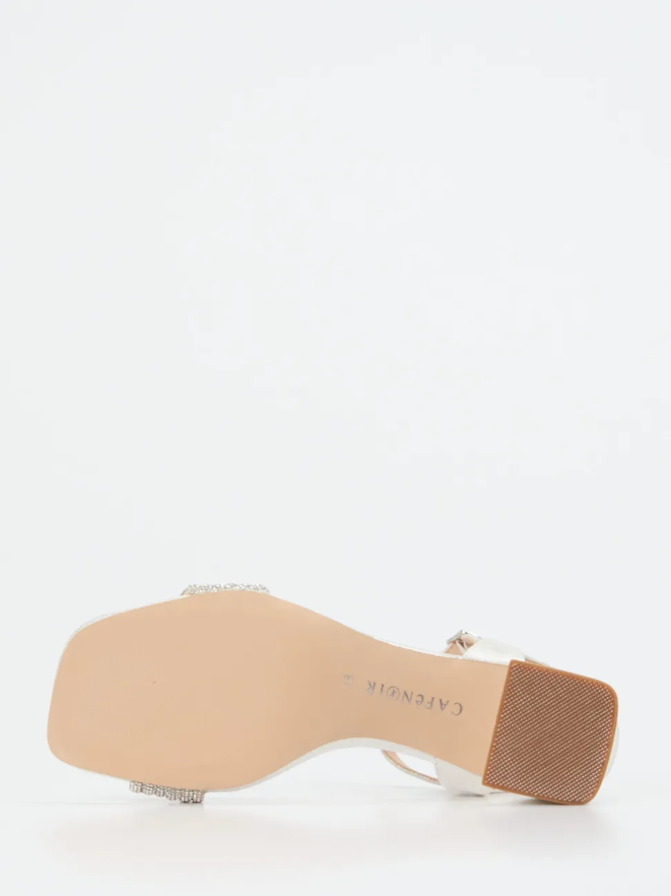 CAFèNOIR – Sandalette aus Metallicleder silber