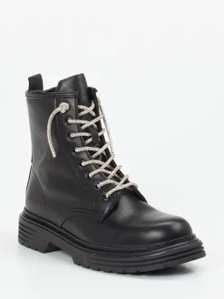 CAFèNOIR – Schnürboots aus Glattleder Schwarz