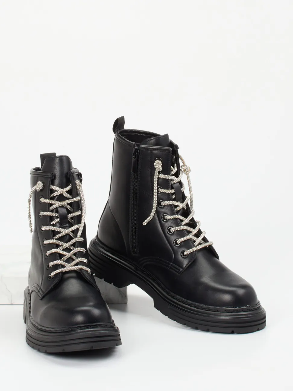 CAFèNOIR – Schnürboots aus Glattleder Schwarz