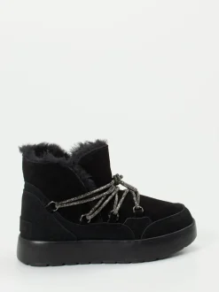 CAFèNOIR – Schnürstiefelette aus Veloursleder Schwarz