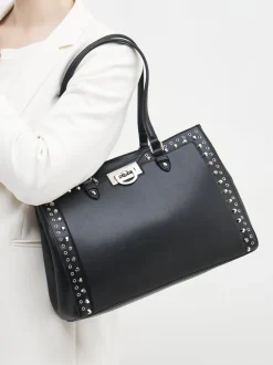 CAFèNOIR – Shopper aus Synthetikleder in Schwarz