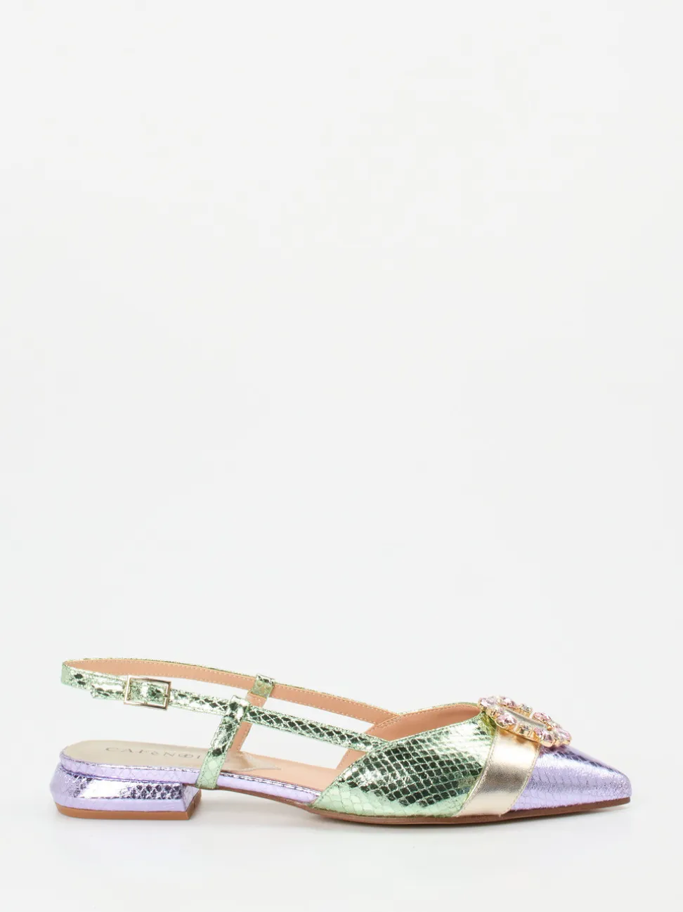 CAFèNOIR – Slingback-Ballerinas aus Metallicleder fliederfarben